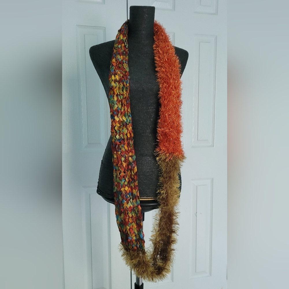 Hand Crafted Bright Multicolored Infinity Scarf - image 2